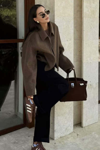Minimalist Lapel Short Wool Coat coats