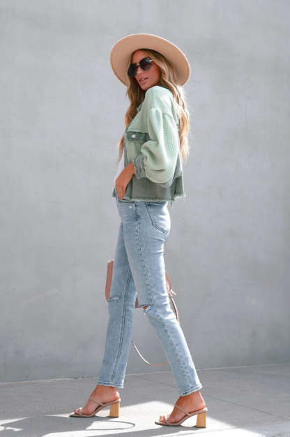 Brushed Waffle Long Sleeve Coat coats