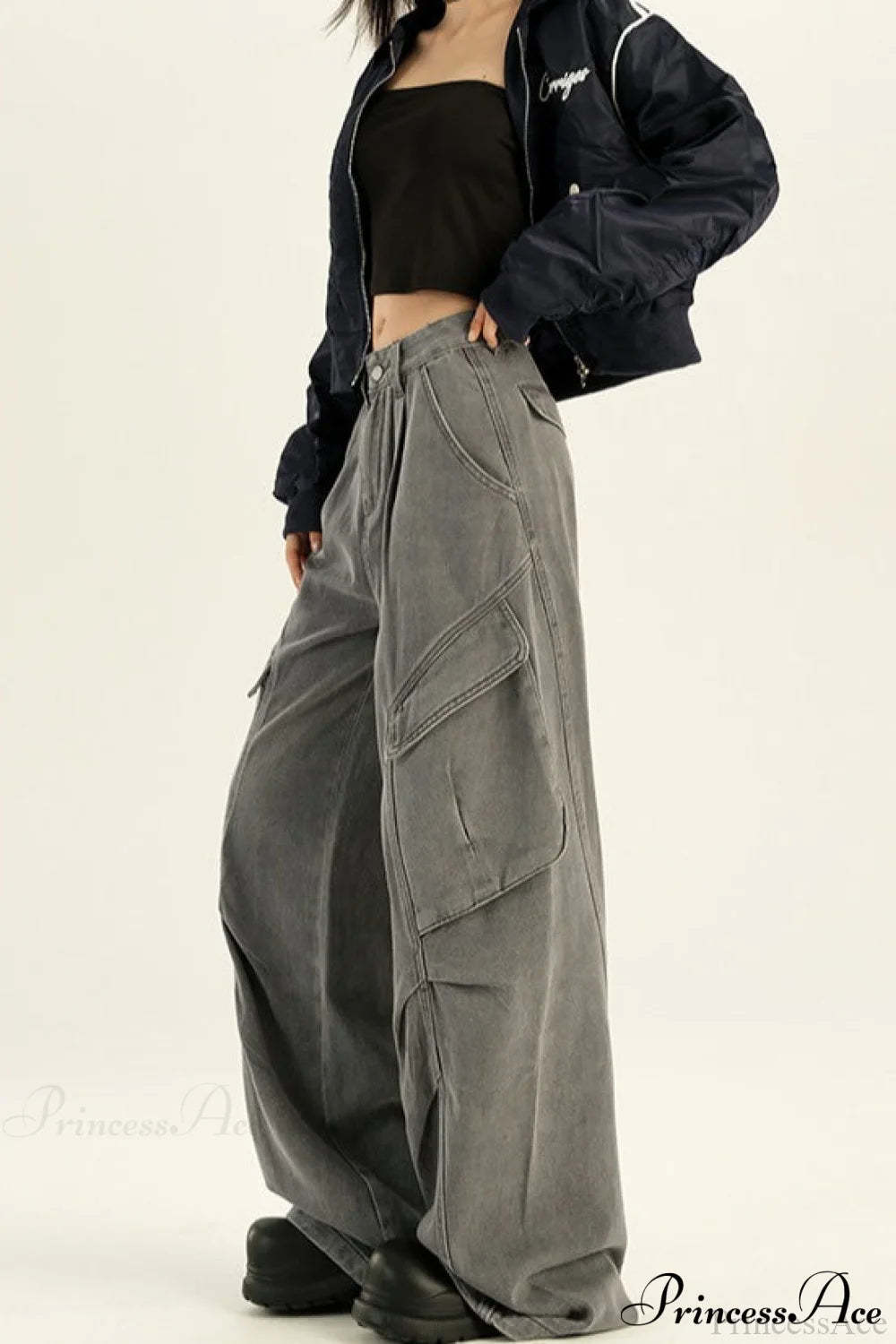 Denim Loose Wide Leg Flattering Cargo Pants