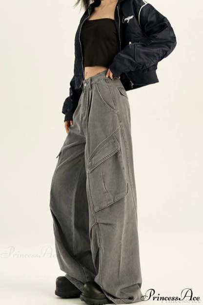 Denim Loose Wide Leg Flattering Cargo Pants