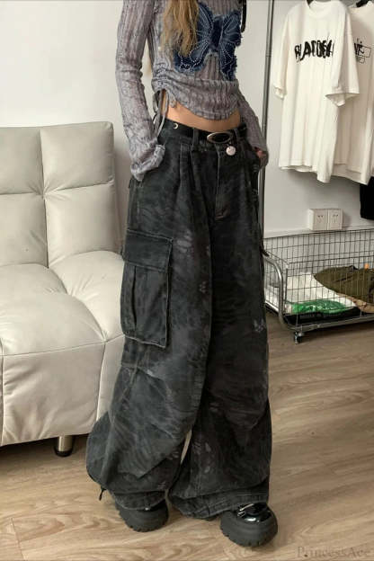 Denim Snake Camo Multi-Pocket Cargo Pants
