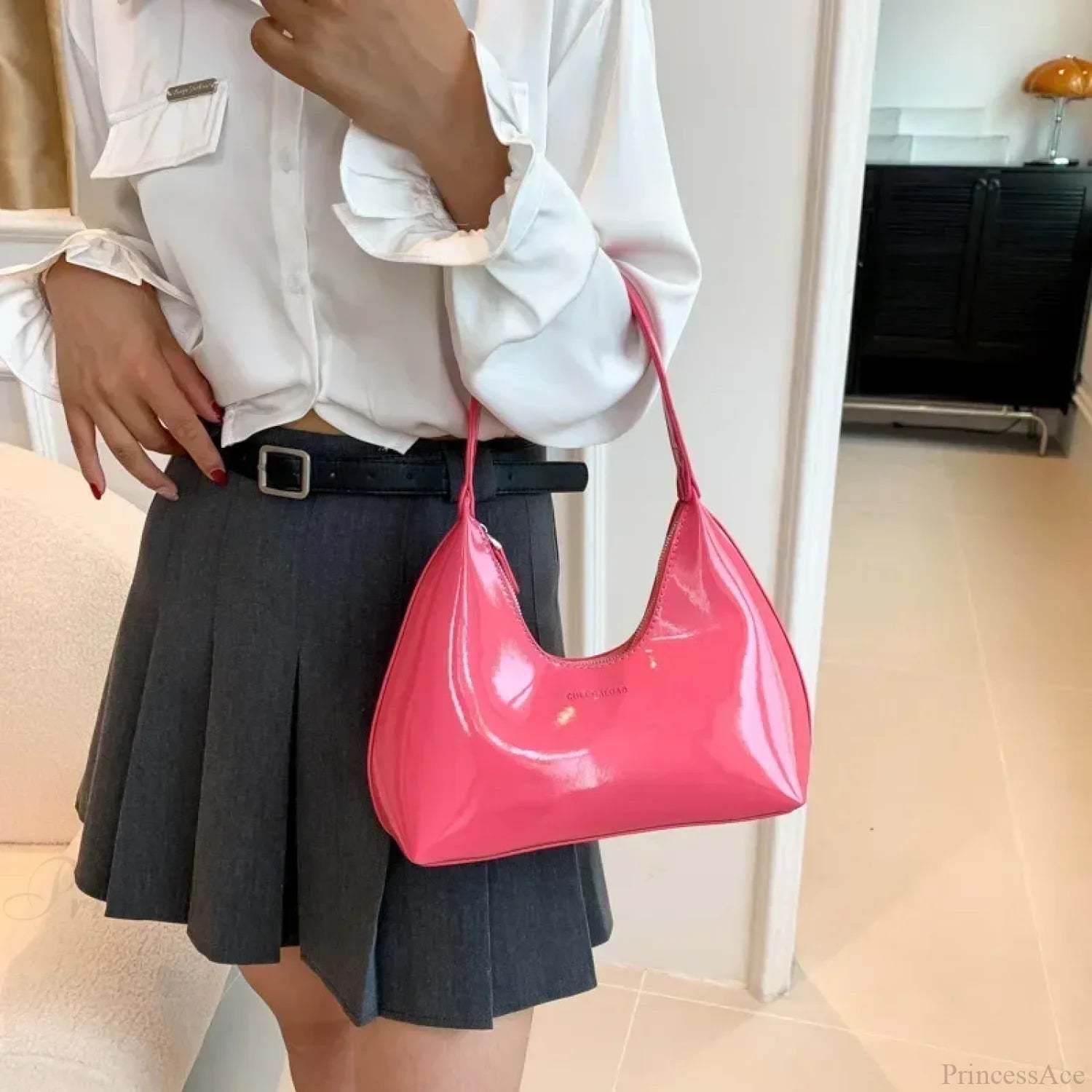 Designer Solid Shoulder Bag for Women Pink shoulder-250126