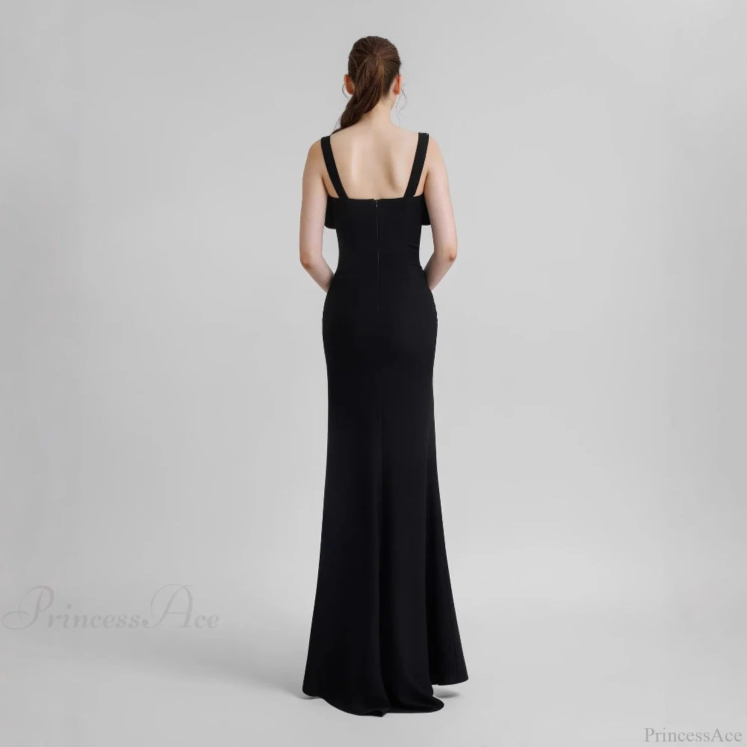 Diamond Strap Bow Slit Elegant Prom Dress promdress-250223