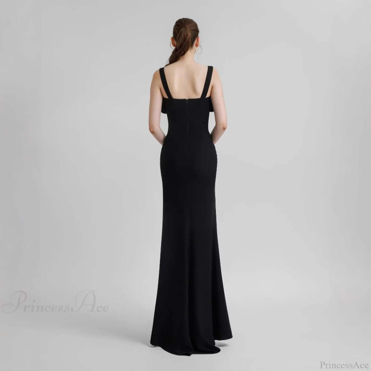 Diamond Strap Bow Slit Elegant Prom Dress promdress-250223