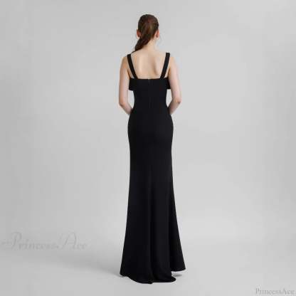 Diamond Strap Bow Slit Elegant Prom Dress promdress-250223