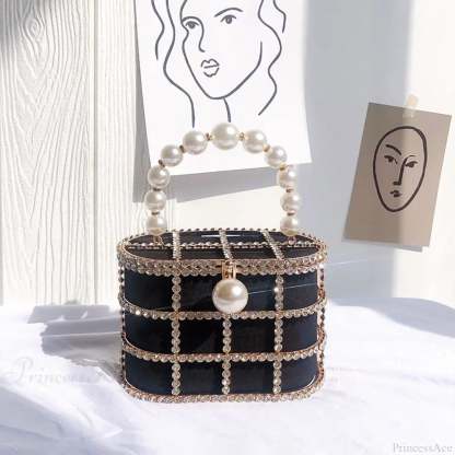 Diamonds Basket Clutch Luxury Pearl Beaded Wedding Party Evening Bag clutchbag-250126