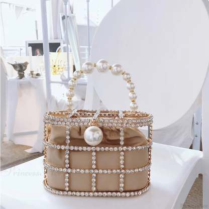 Diamonds Basket Clutch Luxury Pearl Beaded Wedding Party Evening Bag clutchbag-250126