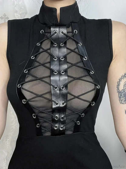 Digital Punk Net Bandage Midi Dress