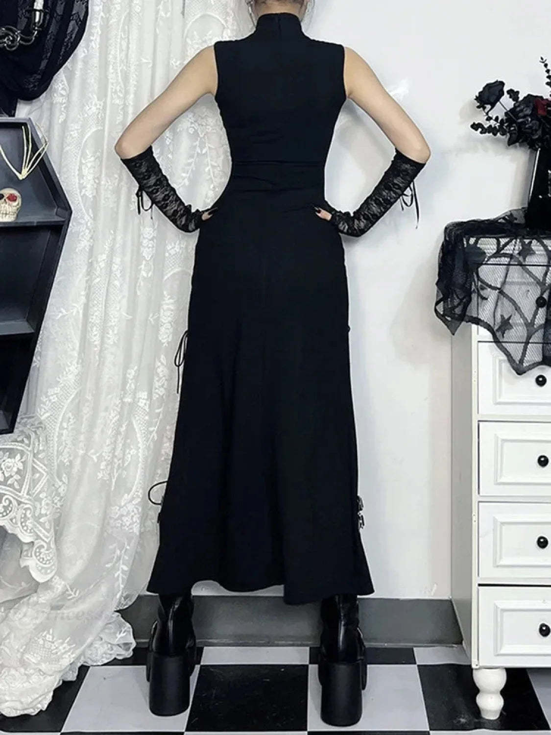 Digital Punk Net Bandage Midi Dress