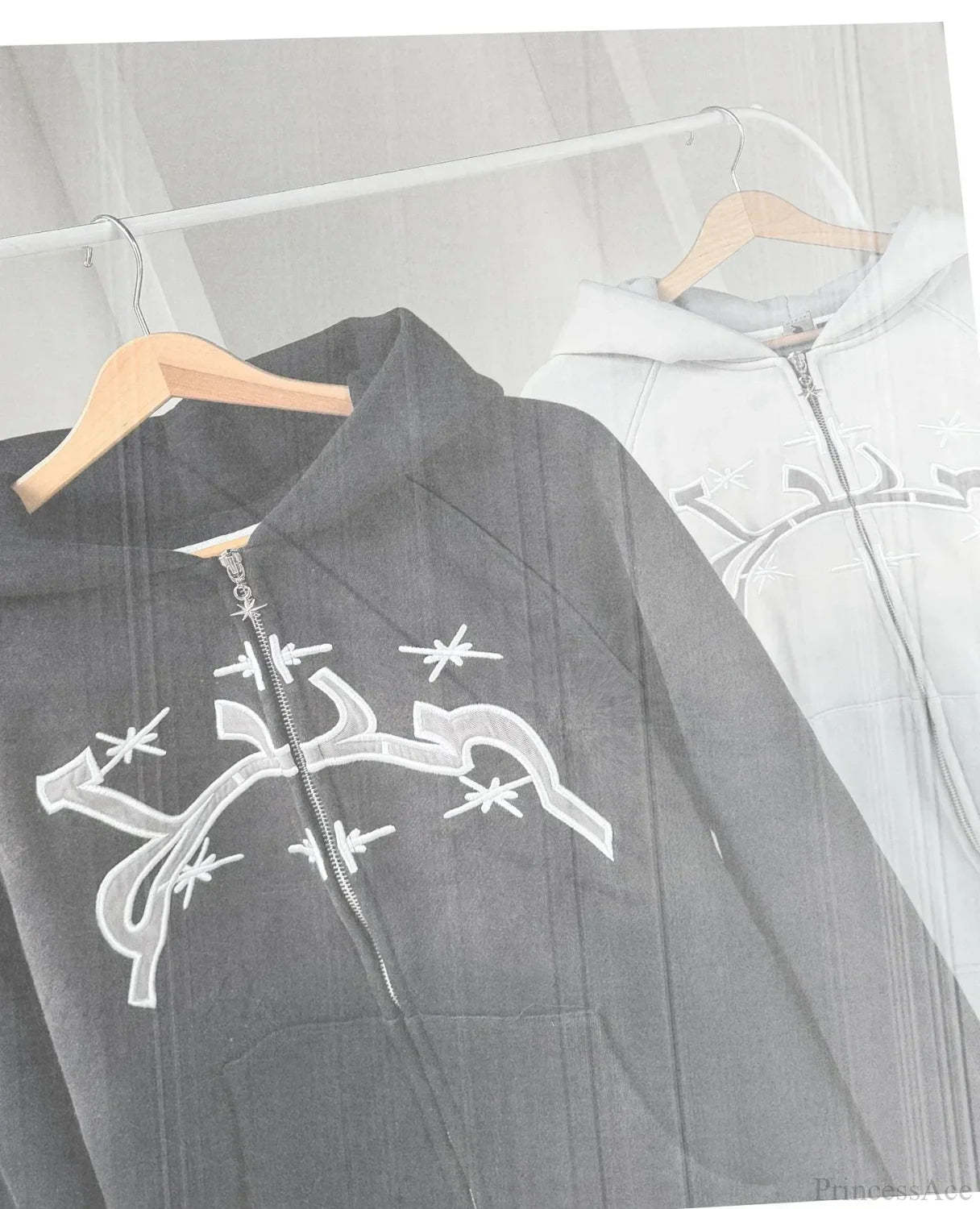 Divin Embroidery Zip Up Hoodie