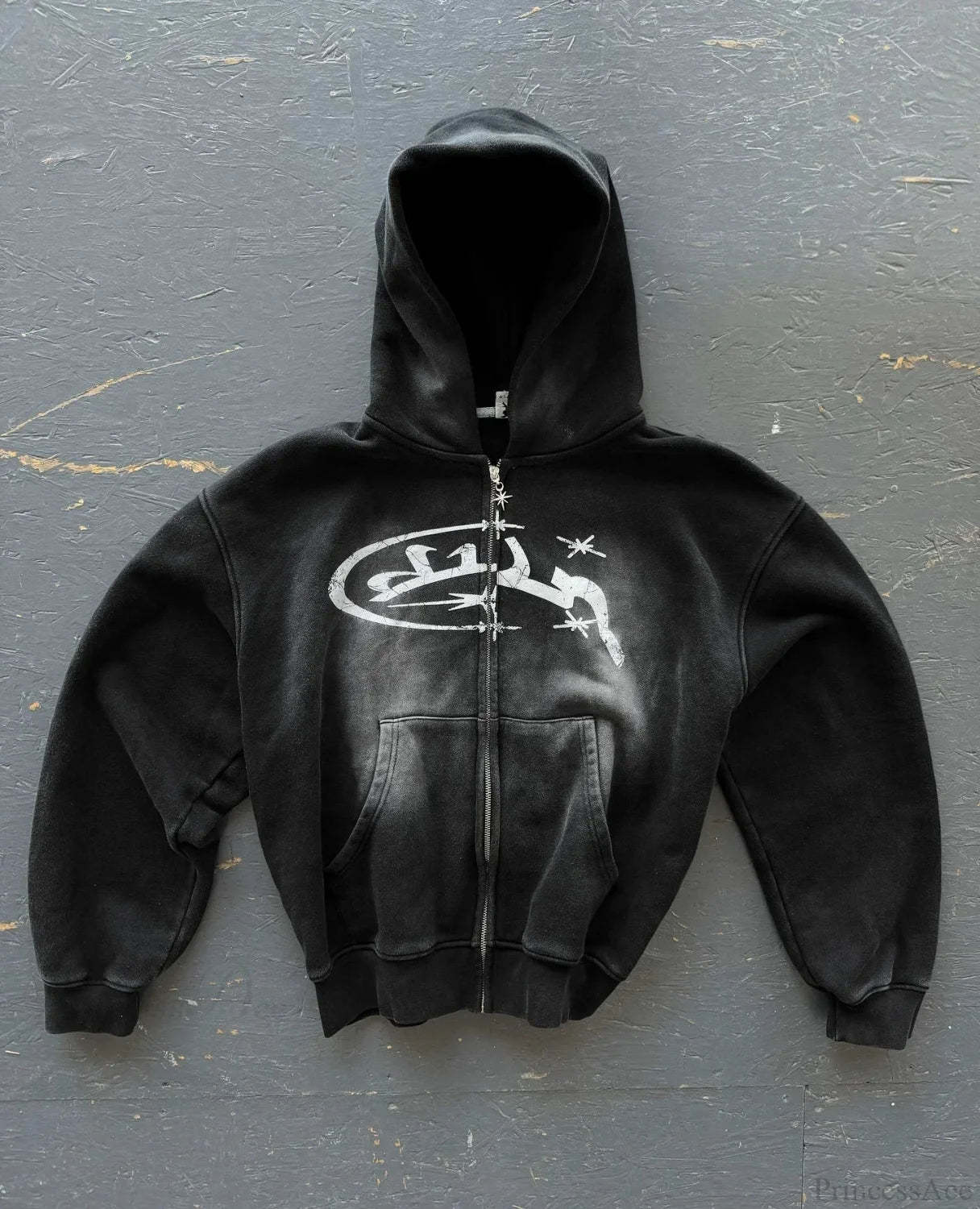Divin Embroidery Zip Up Hoodie black 4 / M
