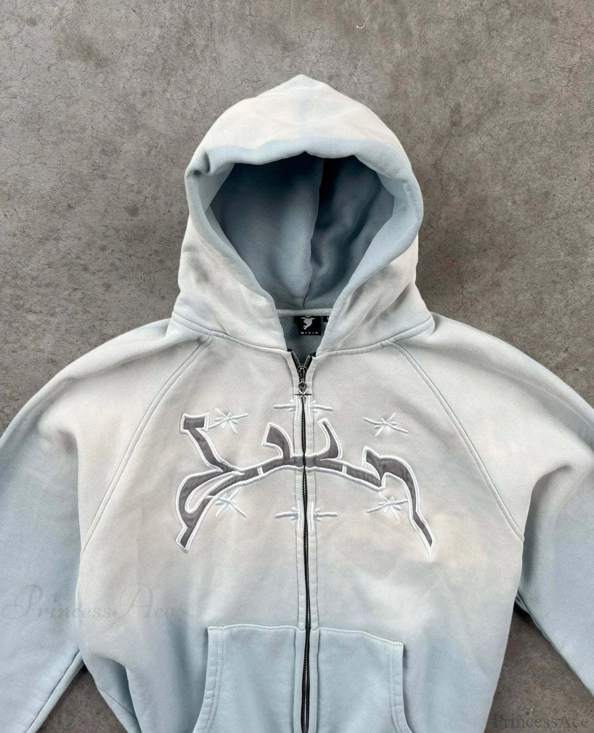 Divin Embroidery Zip Up Hoodie white 2 / M