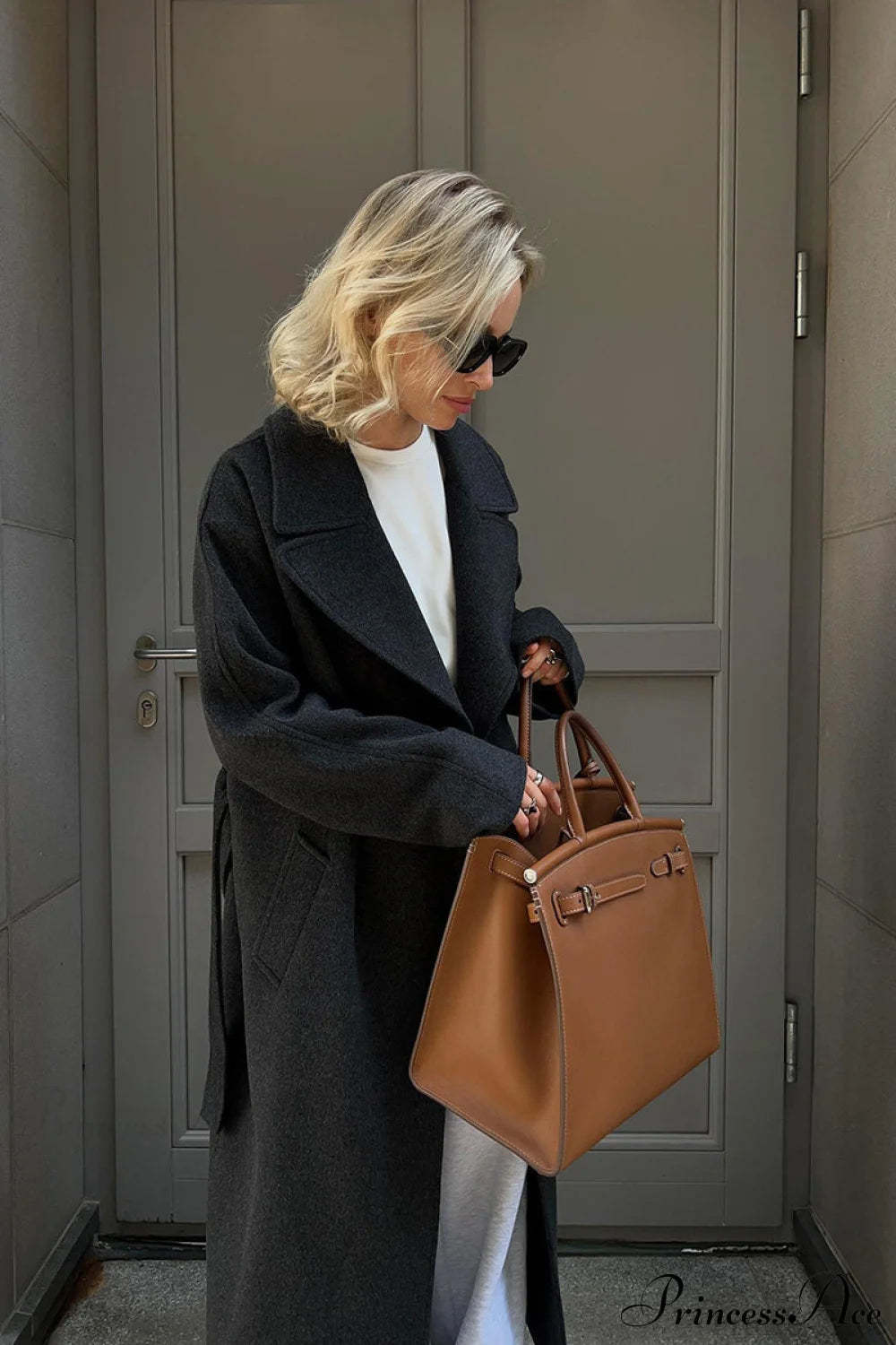 Double Faced Wool Raglan Sleeve Loose Overcoat