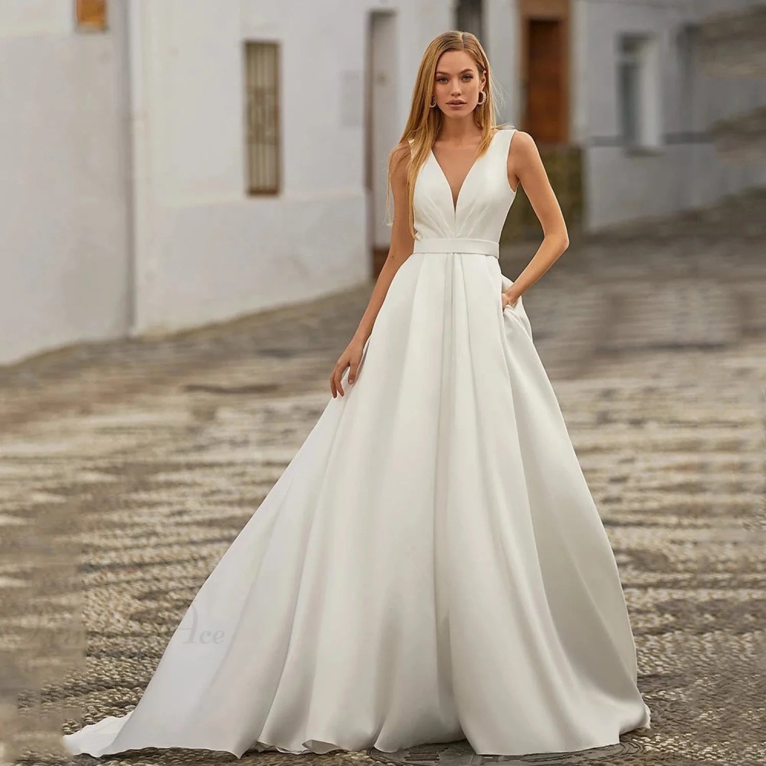 Double Shoulder Backless Tail Wedding Dress weddingdress-250223