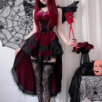 Dovetail Halter Sorceress Gothic Midi Garment Red Dress / S