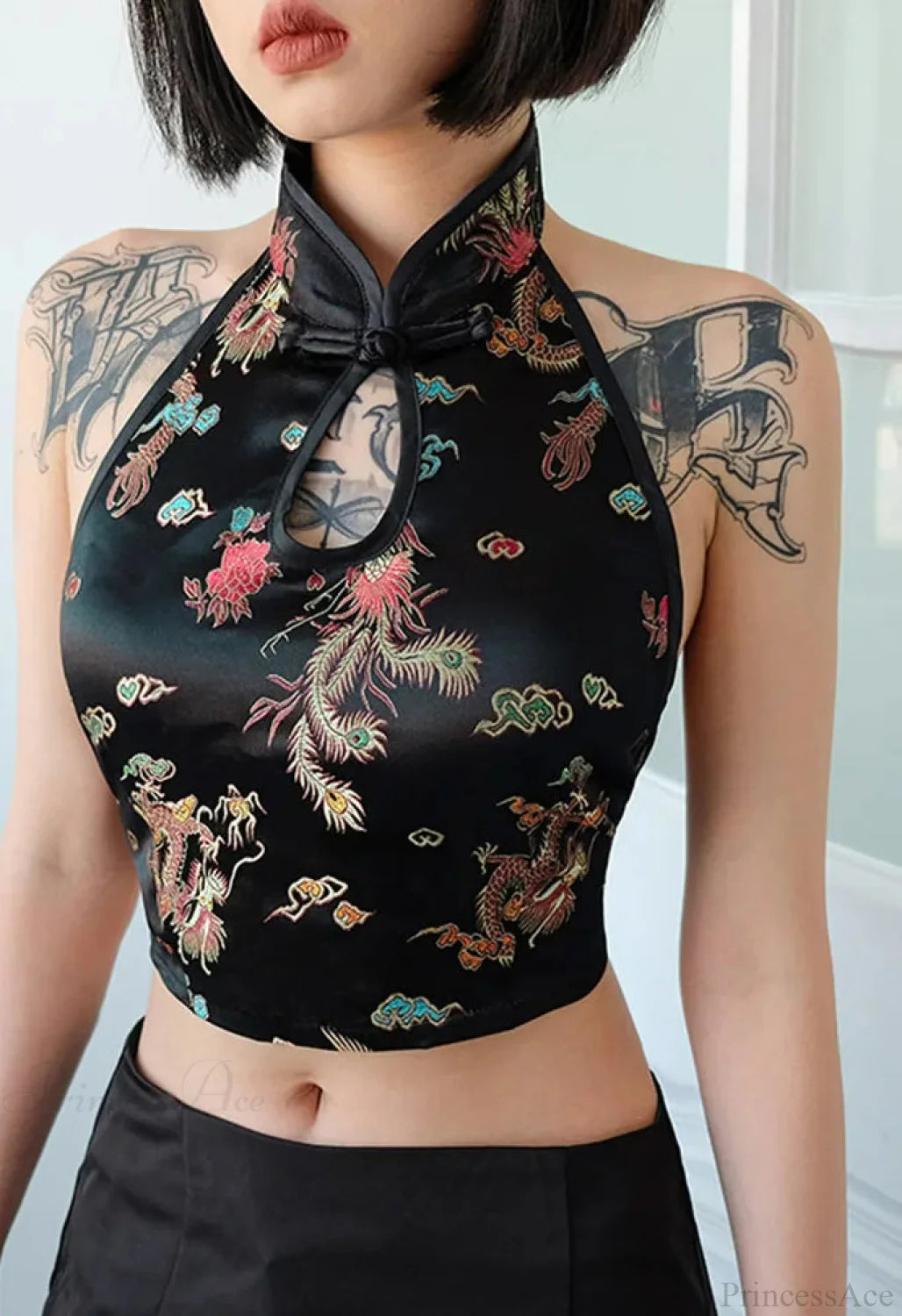 Dragon Dirty Bralette Backless Crop Top Black / S