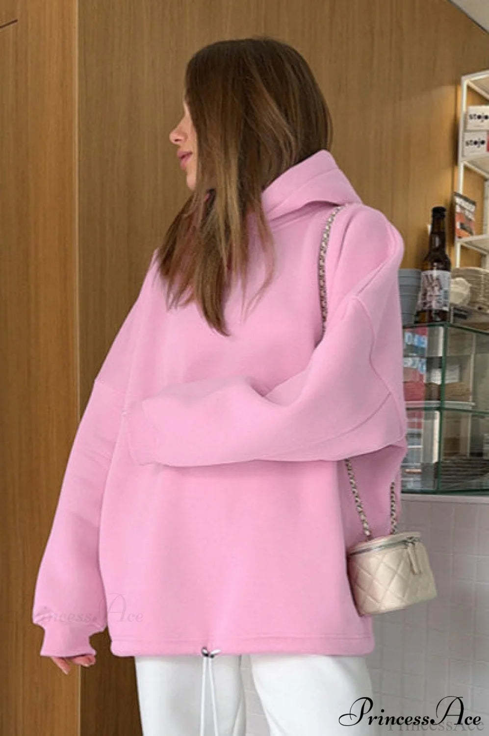 Drop Shoulder Hooded Loose Minimalist Sweatshirt