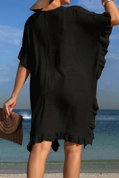 Short Sleeve Crochet Tunic Boho Dress