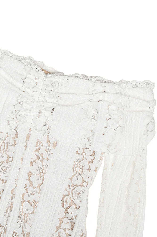 Off Shoulder Lace Bodycon Boho Dress