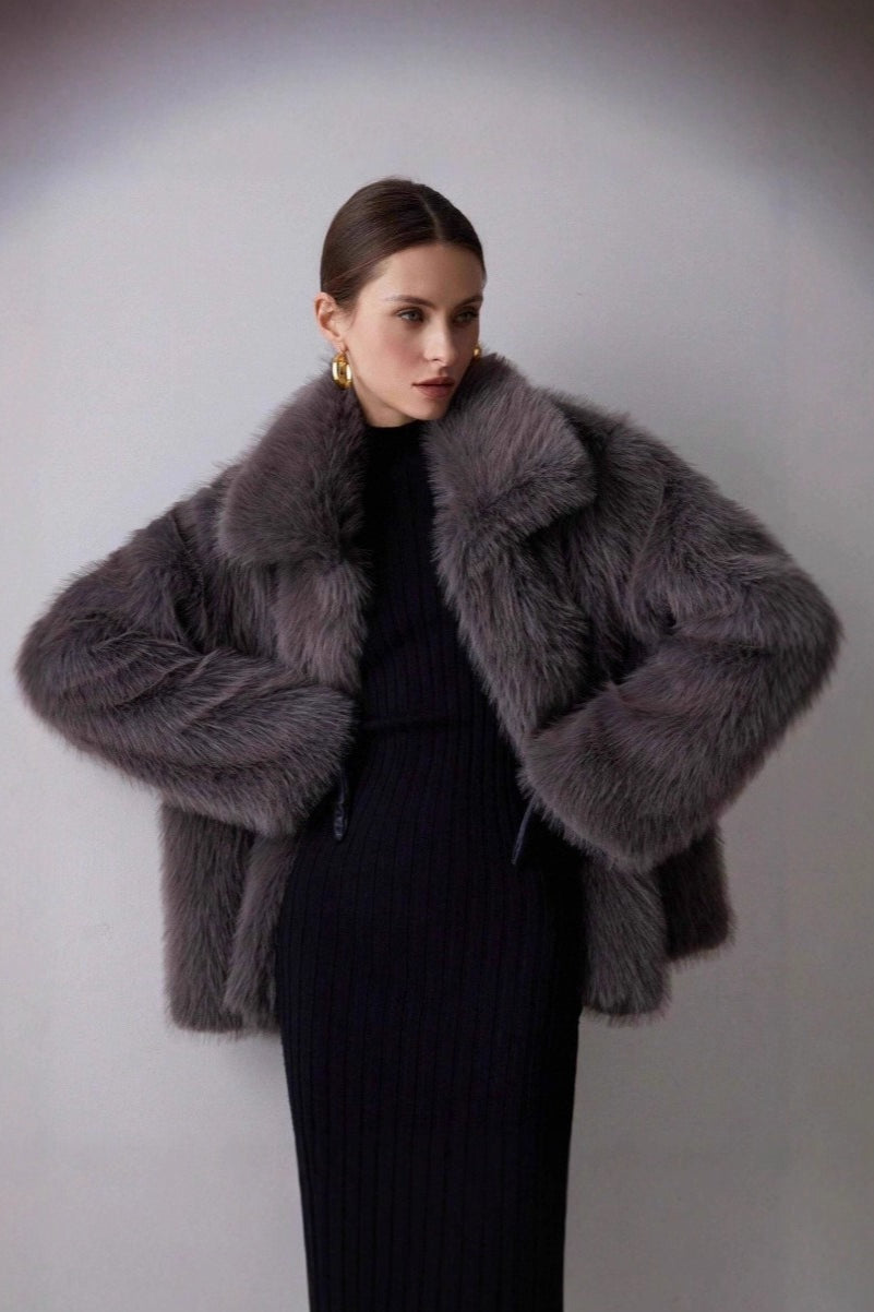 Solid Faux Fur Winter Coat coats