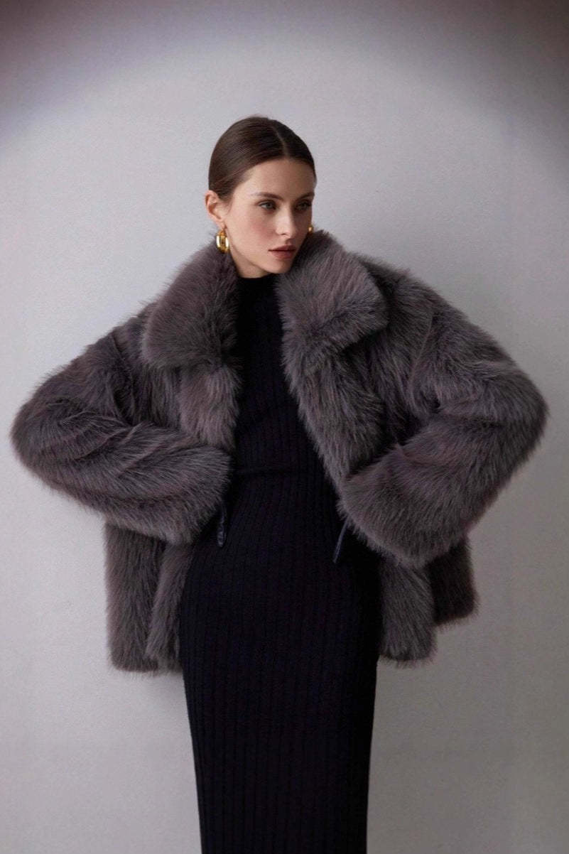 Solid Faux Fur Winter Coat coats
