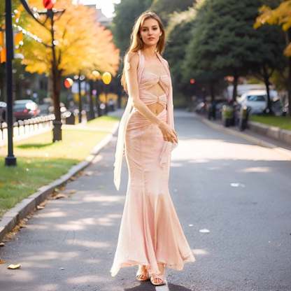 Early Fall Fish Tail Hollow Chiffon Prom Dress promdress-250223