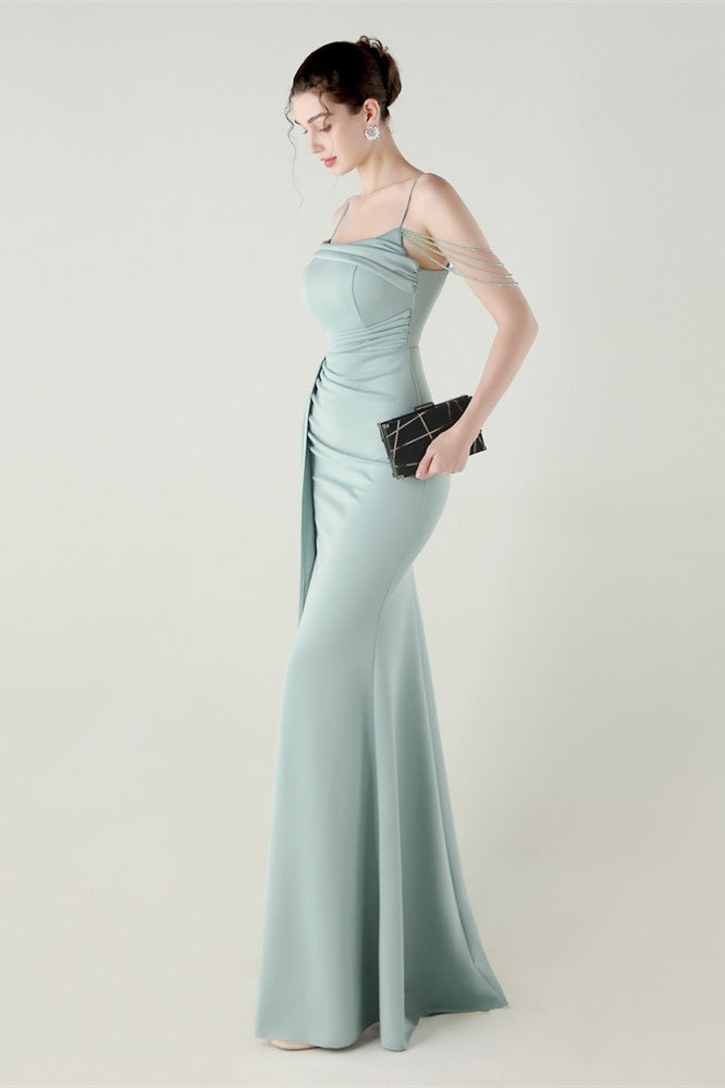 Satin Spaghetti Strap Mermaid Party Dress