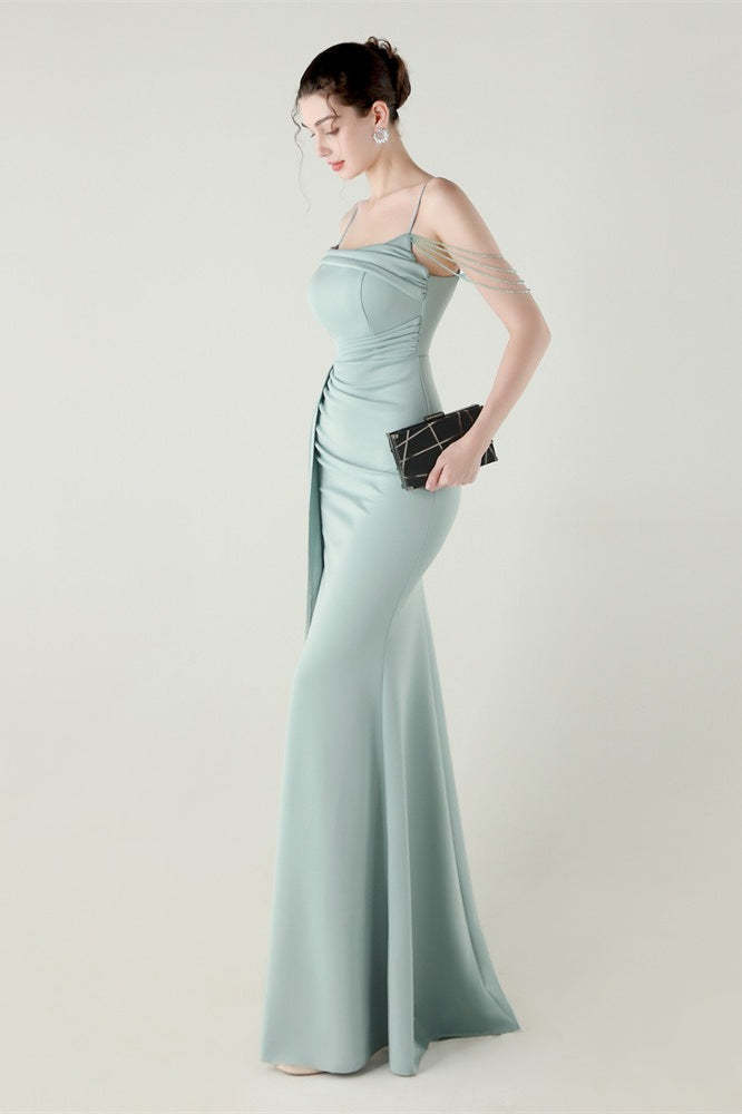 Satin Spaghetti Strap Mermaid Party Dress