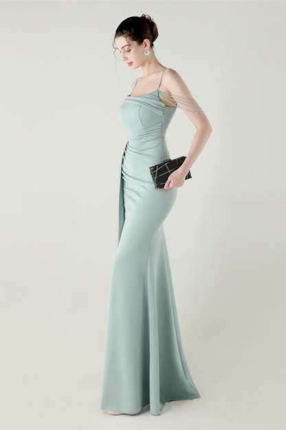 Satin Spaghetti Strap Mermaid Party Dress