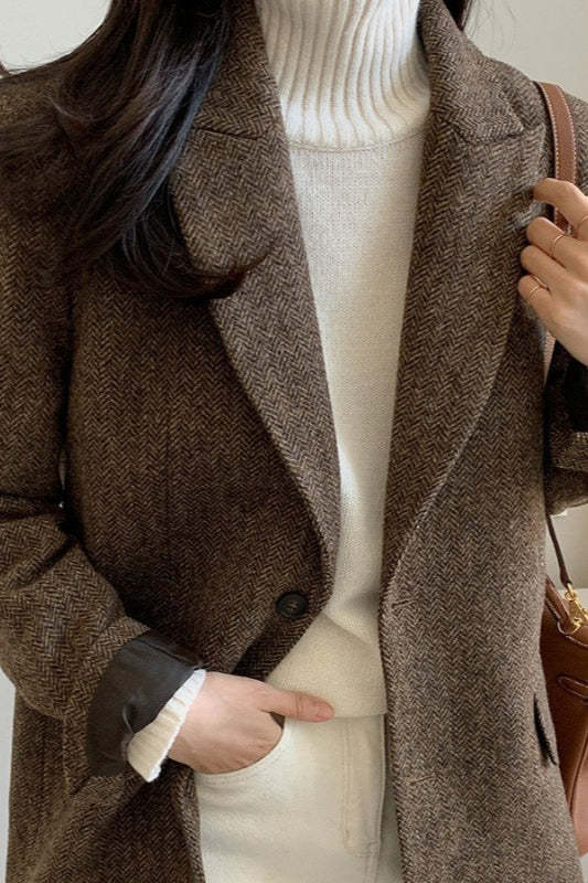 Wool Blend Solid Color Blazer