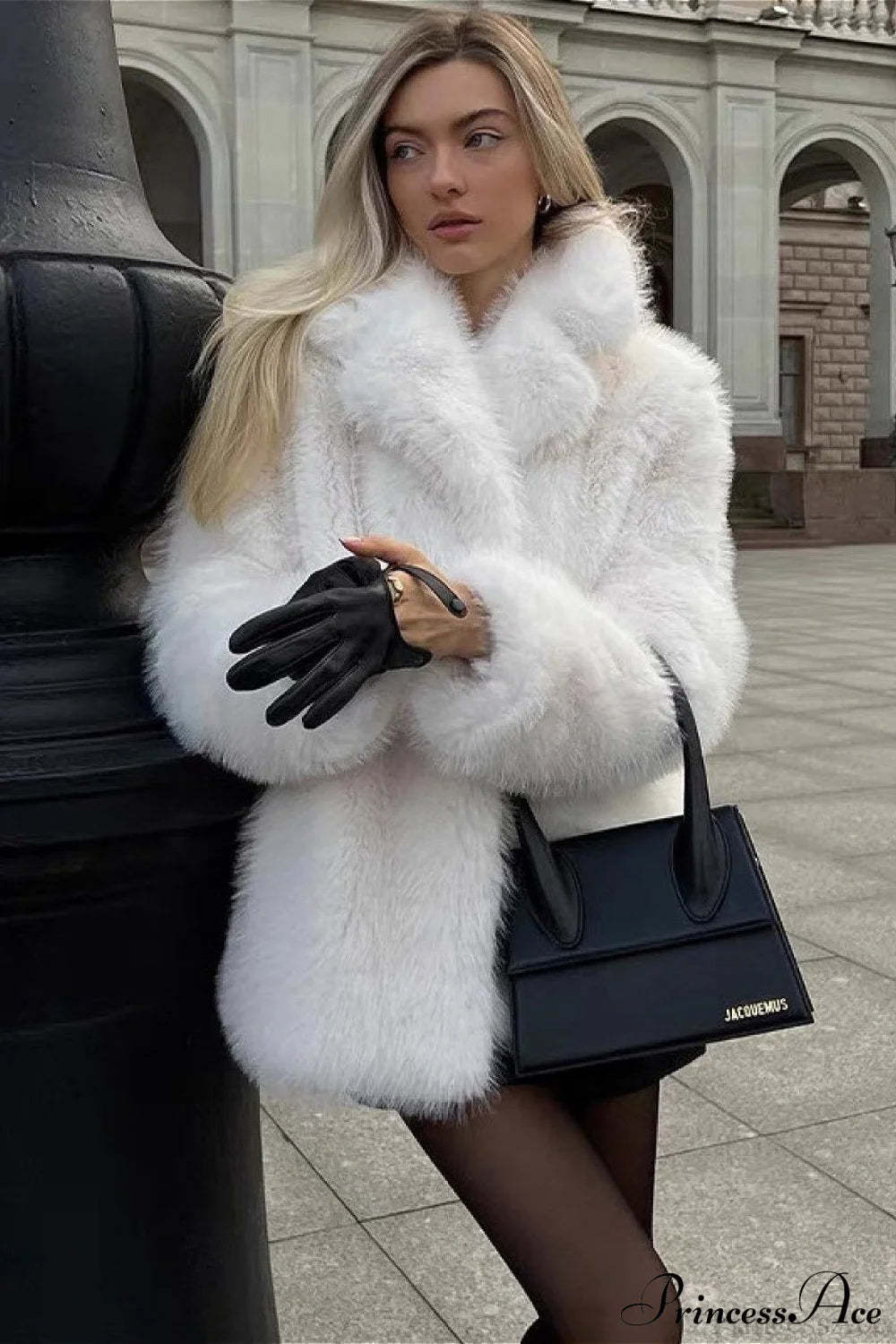 Eco Faux Fur Solid Chic Cropped Coat White / S