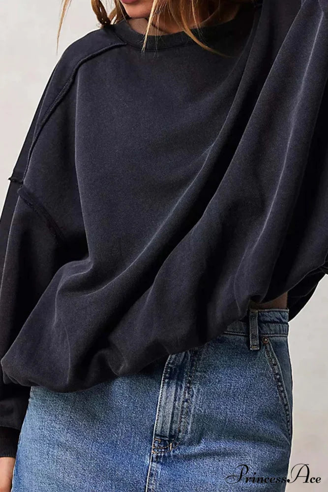 Edge Raw Neck Crew Sweatshirt Grey Black / S Sweatshirts