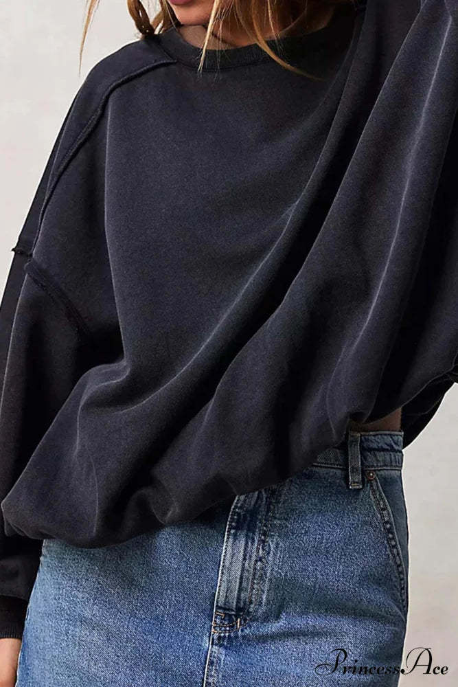 Edge Raw Neck Crew Sweatshirt Grey Black / S Sweatshirts