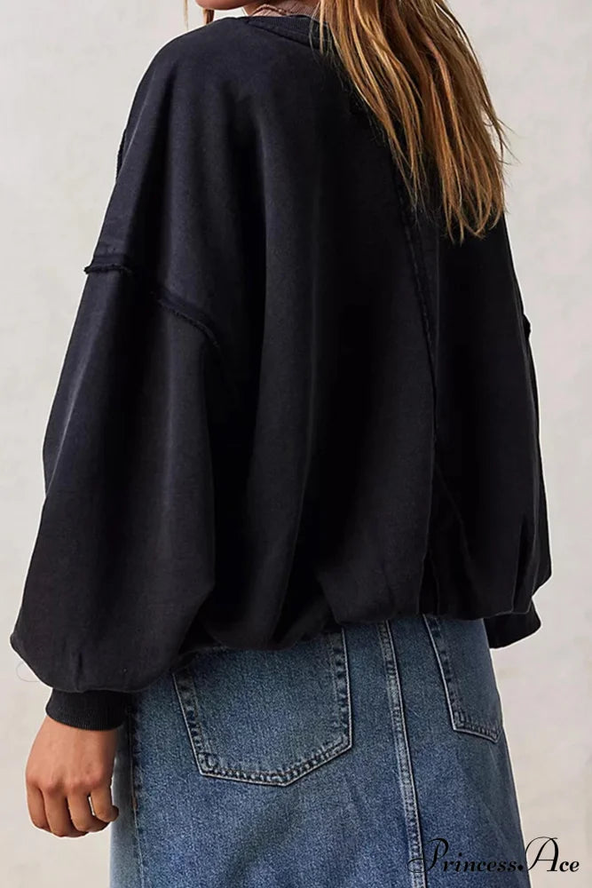 Edge Raw Neck Crew Sweatshirt Grey Black / Xl Sweatshirts