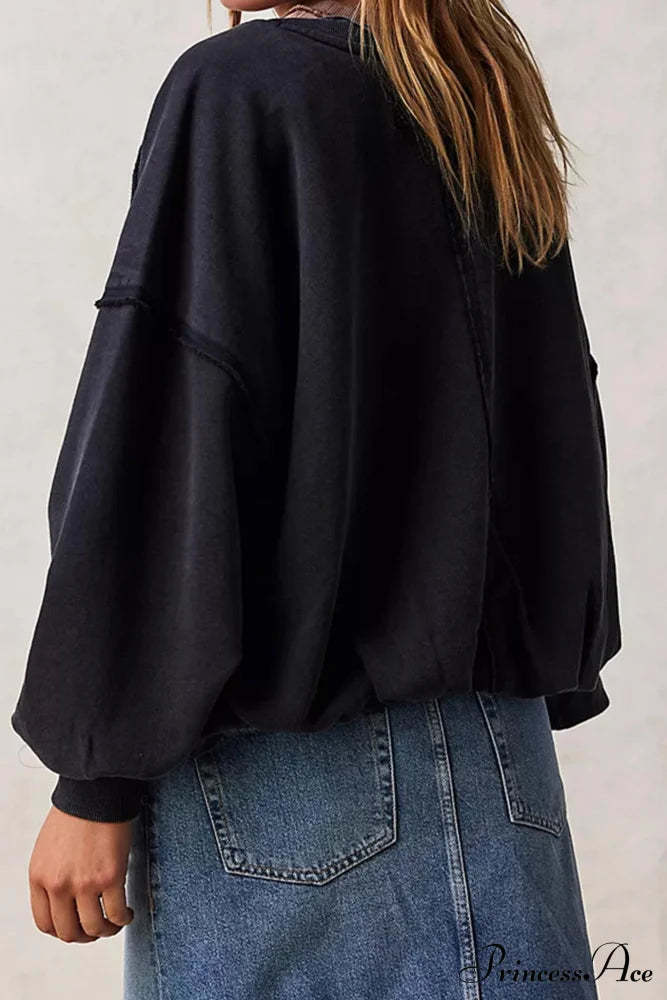 Edge Raw Neck Crew Sweatshirt Grey Black / Xl Sweatshirts