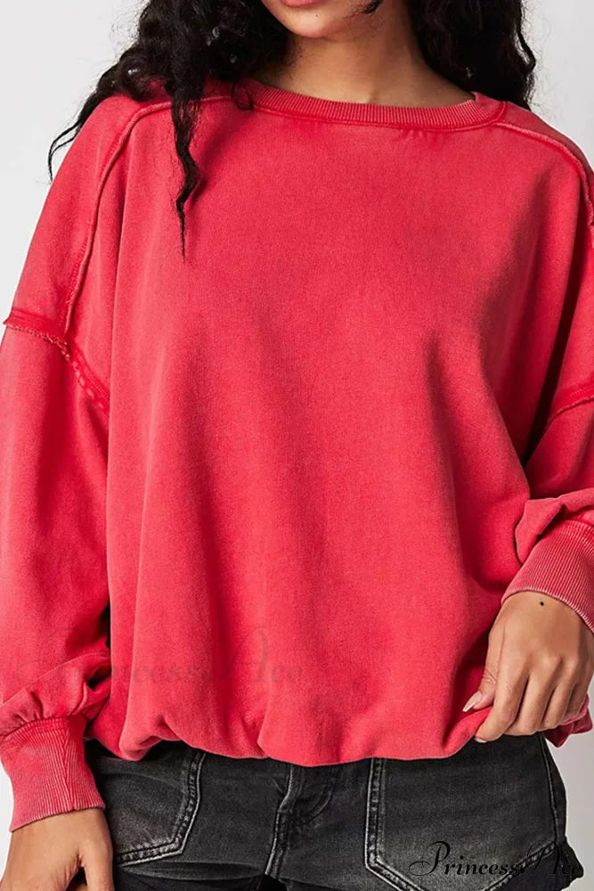 Edge Raw Neck Crew Sweatshirt Red / L Sweatshirts