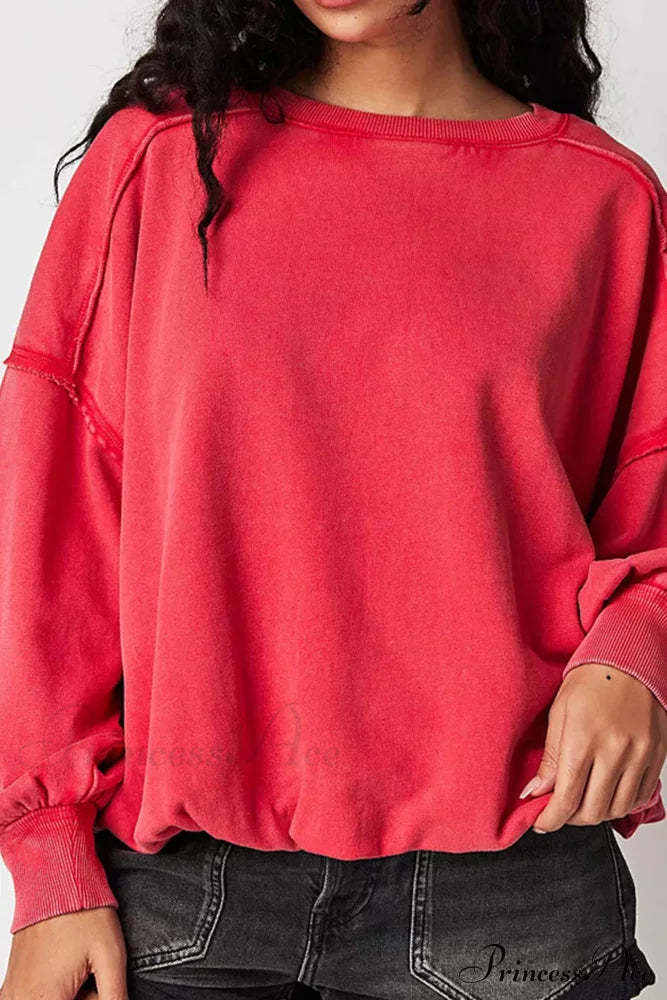 Edge Raw Neck Crew Sweatshirt Red / L Sweatshirts