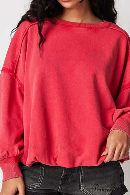 Edge Raw Neck Crew Sweatshirt Red / L Sweatshirts