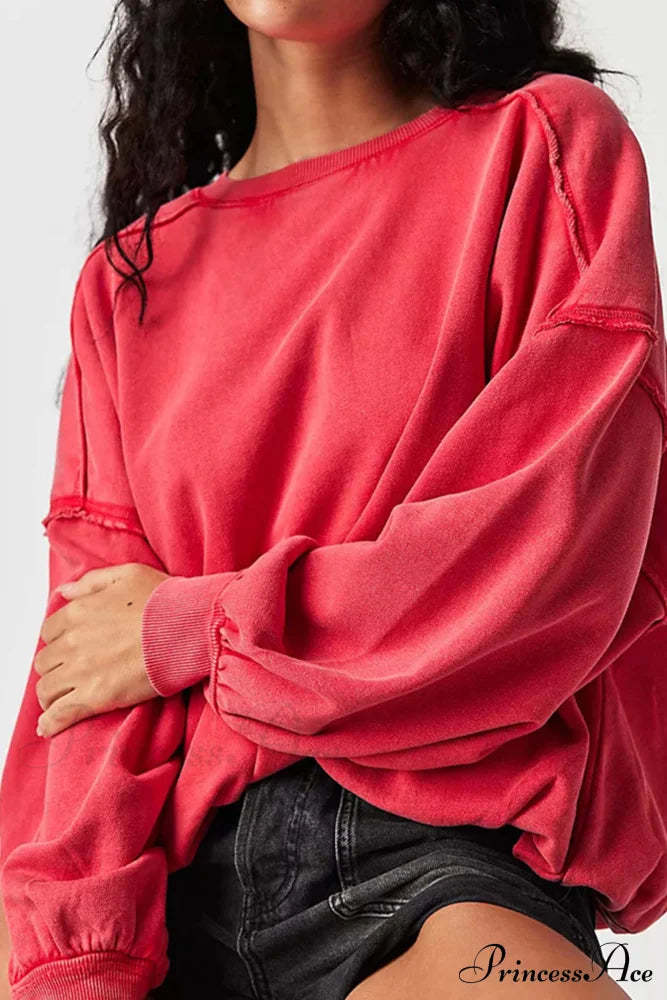 Edge Raw Neck Crew Sweatshirt Red / S Sweatshirts