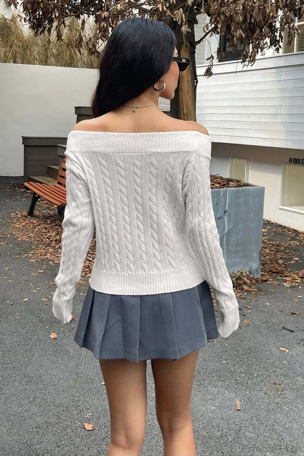 Edgy Long-Sleeve Knit Sweater