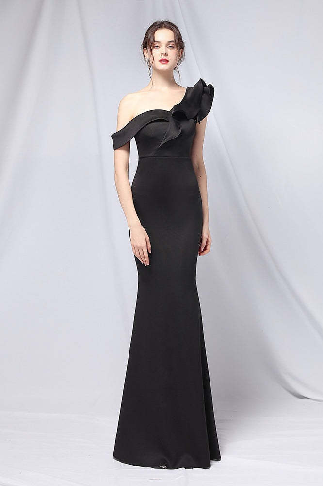 Off Shoulder Mermaid Maxi Party Dress Black / S