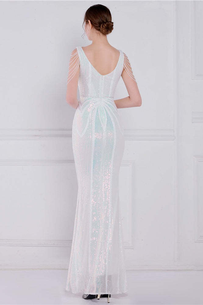 Beaded Floral Sequin Mermaid Party Dress