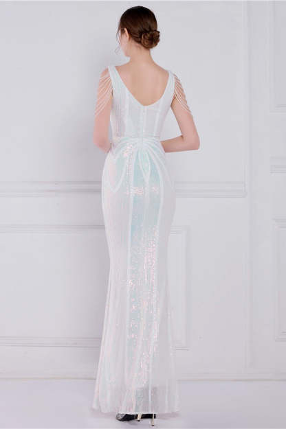 Beaded Floral Sequin Mermaid Party Dress