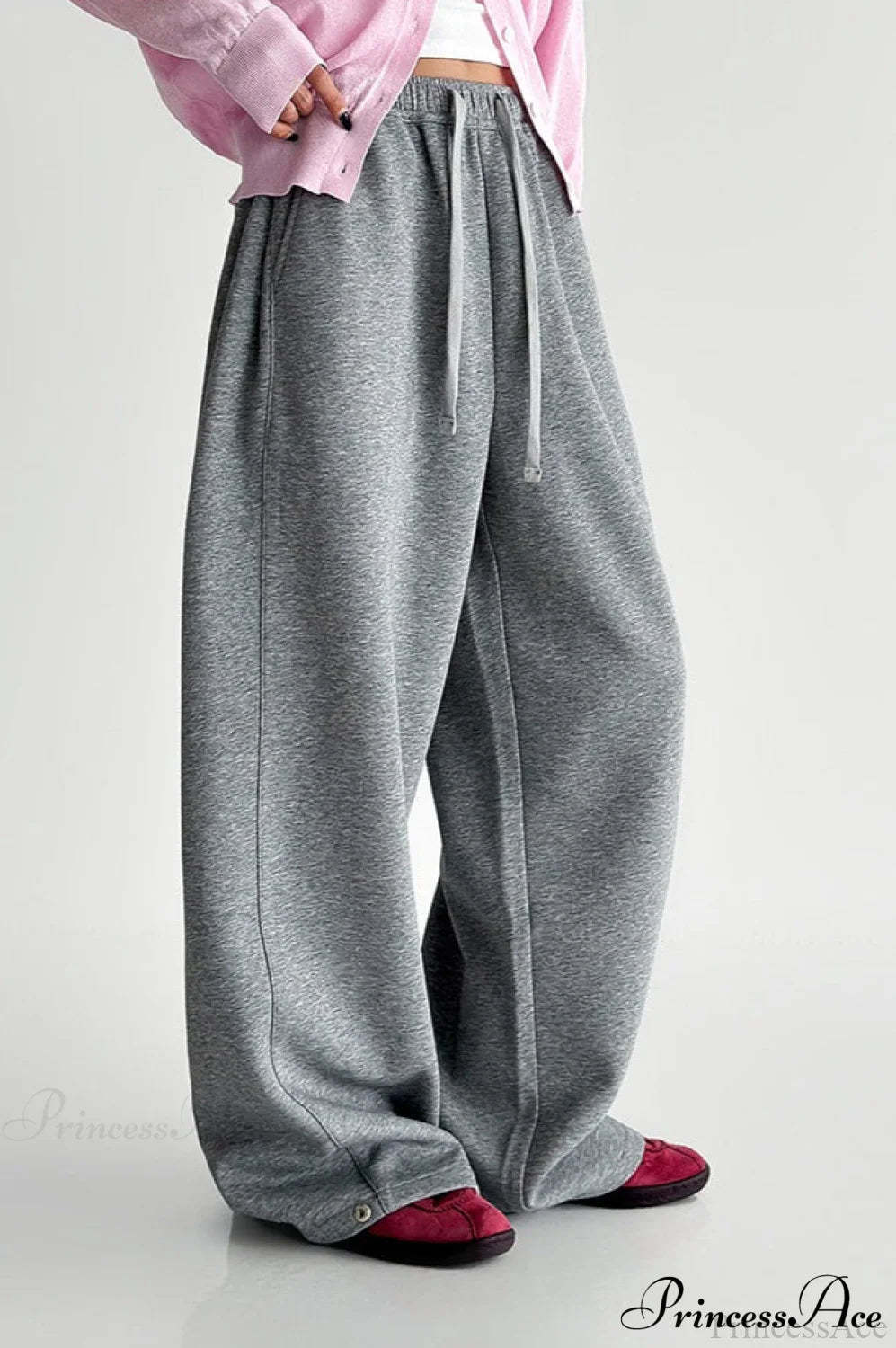 Elastic High-Waist Drawstring Wide Pants