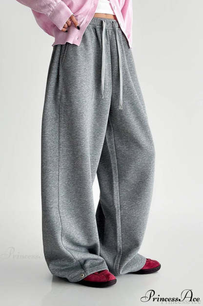 Elastic High-Waist Drawstring Wide Pants