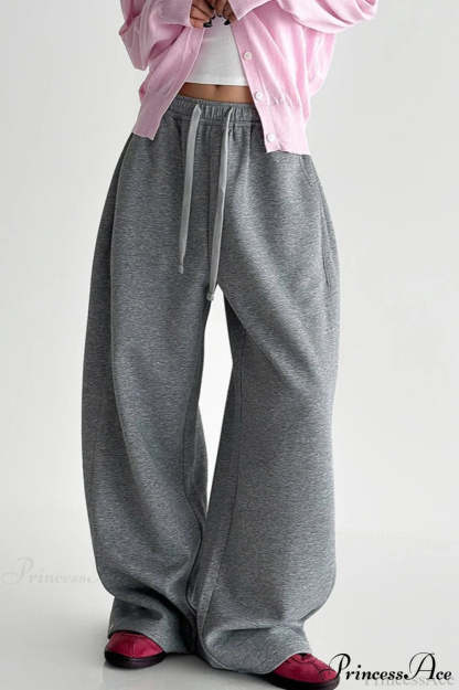 Elastic High-Waist Drawstring Wide Pants