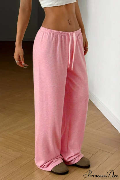 Elastic Waist Drawstring Wide Leg Pants
