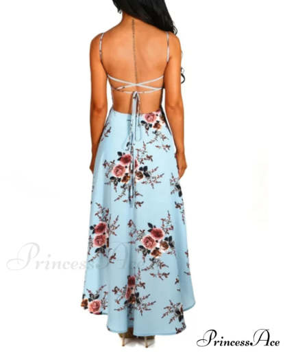 Elegant Backless Floral Cami Dress L / Yellow Dresses