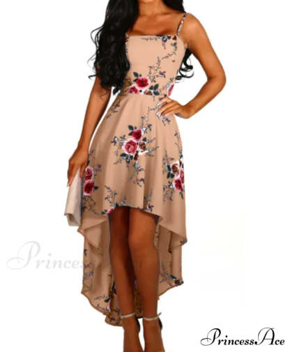 Elegant Backless Floral Cami Dress S / Blue Dresses