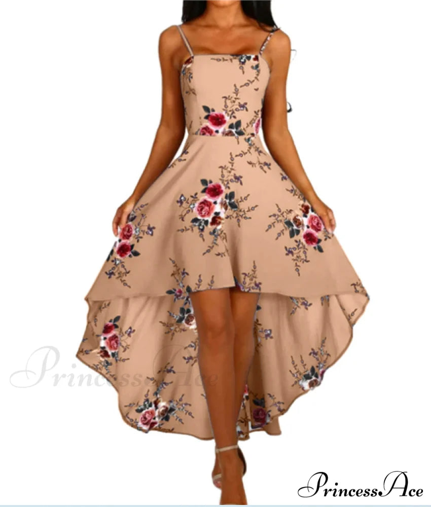 Elegant Backless Floral Cami Dress S / Yellow Dresses